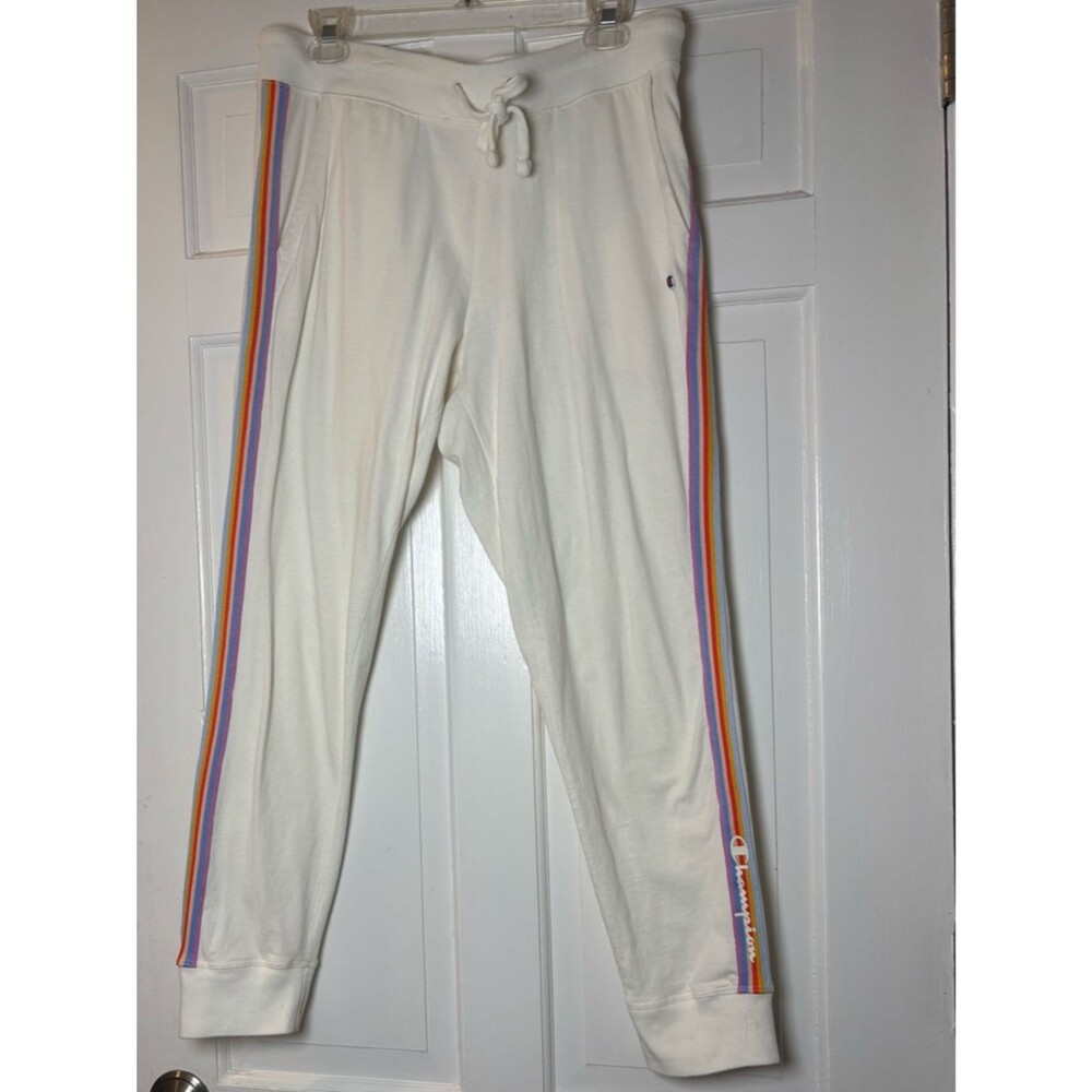 Champion Cream Retro Joggers with Rainbow Side Stripes Champion Women’s M